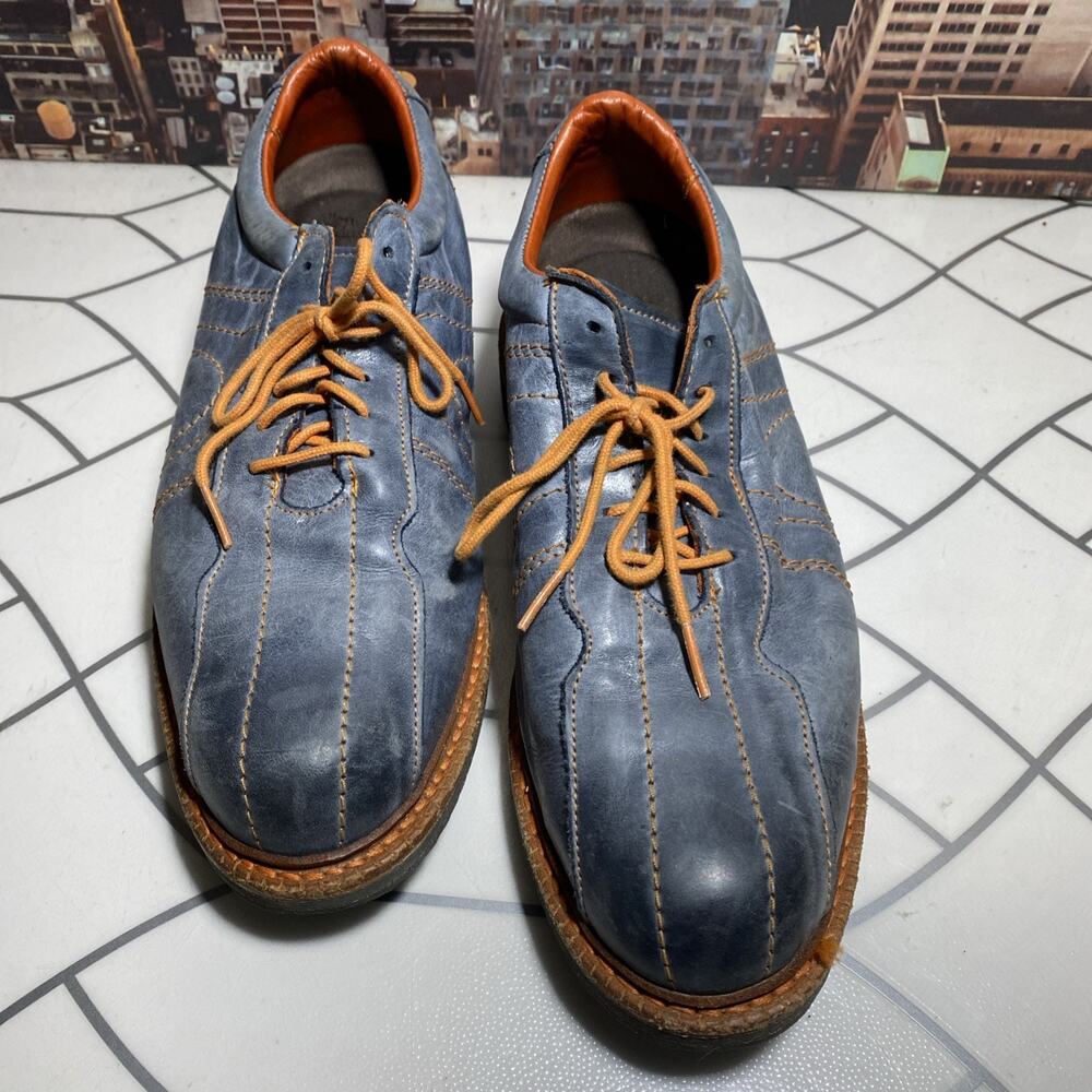 Allen Edmonds Mens Shoes 9.5 Voyager Slate Blue Leather Dress Oxfords